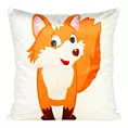 Poszewka na poduszkę 45x45 cm welwetowa, biało pomarańczowa z motywem liska KIDS 9A DESIGN 91