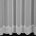 Firana szyta na taśmie 8 cm biała matowa tkanina Peru, zdobiona haftem ażurowym tworzącym jeden pas dołem