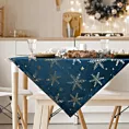 Obrus świąteczny 85x85 cm granatowo, szampański welwetowy zdobiony błyszczącym nadrukiem Eurofirany