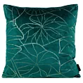 Poszewka na poduszkę 45x45 cm welwetowa ze złotym motywem liści ciemnoturkusowo BLINK Eurofirany