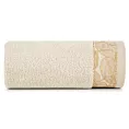 Ręcznik do rąk 30x50 cm bawełniany kolor beżowy,złoty z żakardową bordiurą w liście 400 g/m2 AGIS Eurofirany