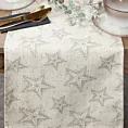 Bieżnik świąteczny na stół 40x180 cm kremowo, złoty bawełnainy zdobiony subtelnym nadrukiem gwiazdek WINTER Eurofirany