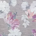 Zasłona srebrna w różowe kwiaty z etaminy 140x300 cm taśma SHERRY Eurofirany