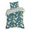 Pościel 140x200 cm z satyny bawełnianej kolor niebieski, jasno miętowy z motywem kwiatów SPRING 68 Eurofirany