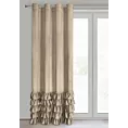 Zasłona ciemnobeżowa zdobiona falbanami i lśniącymi akcentami z welwetu 140x250 cm przelotka CARLI Eurofirany