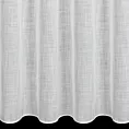 Firana szyta na taśmie fala biała o luźnym splocie z dodatkiem transparentnej nici, nadającej delikatny połysk tkaninie, wykończona obciążnikiem