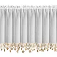 Zazdrostka świąteczna biało, złota z etaminy zdobiona luźno zwisającymi gwiazdkami 150x60 cm tunel - XMAS Eurofirany