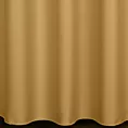 Zasłona szyta na taśmie fala musztardowa z gładkiej tkaniny zaciemniającej typu dimout wykończona obciążnikiem