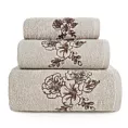 Zestaw ręczników bawełnianych 3 szt kolor beżowy, brązowy z haftem kwiatów 400 g/m2 MELANI Eurofirany