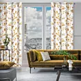 Zasłona biało, beżowa w kwiaty, zaciemniająca 140x250 cm przelotka CAREN Eurofirany