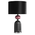 Lampa stołowa do pokoju czarno, bordowa GIANA o szklanej tłoczonej podstawie i welwetowym abażurem Eurofirany