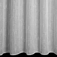 Firana szyta na taśmie 5 cm biała z etaminy przeplatanej delikatnie połyskującą nicią tworzącą pionowe, nieregularne paseczki