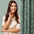 Zasłona oliwkowa z trójwymiarowym wzorem liści, welwetowa 140x250 cm przelotka LIVIA Eurofirany