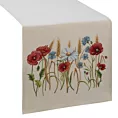 Bieżnik na stół naturalno, czewony 45x140 cm gobelinowy z nadrukiem maków