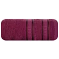 Ręcznik kąpielowy 70x140 cm bambusowy kolor amarantowy zdobiony bordiurą w pasy 500 g/m2 MILA Eurofirany