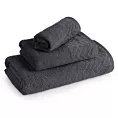 Ręcznik kąpielowy 70x140 cm bawełniany kolor grafitowy o ryżowej strukturze z welwetową bordiurą 500 g/m2 LOREN Eurofirany