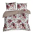 Pościel 160x200 cm z satyny bawełnianej kolor biało, bordowy z motywem kwiatów SPRING 74 Eurofirany