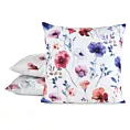 Poszewka na poduszkę 45x45 cm welwetowa zdobiona nadrukiem letnich kwiatów biało, fioletowa MINK Eurofirany