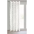 Dekoracja okienna biało, miedziana zdobiona nadrukiem liści z etaminy 140x250 cm przelotka TERRY Eurofirany