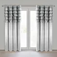 Zasłona srebrna zdobiona falbanami z welwetu 140x250 cm przelotka AURA Eurofirany