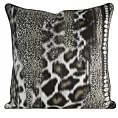 Poszewka na poduszkę 60x60 cm welwetowa z designerskim nadrukiem i wypustką na brzegach czarno, beżowa EVA 22 A EVA MINGE Eurofirany
