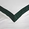 Pościel 160x200 cm bawełniana z makosatyny kolor biały, ciemnozielony z kontrastującą kantą Reina Line Eurofirany