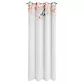 Zasłona biało, różowa zdobiona wzorem botanicznym z etaminy 135x250 przelotka ARLENA Eurofirany