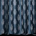 Zasłona szyta na tunelu granatowo srebrna z eleganckiej tkaniny w drobny ornamentowy wzór