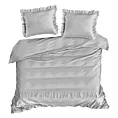 Pościel 220x200 cm bawełniana z makosatyny kolor jasnoszary z falbanami w romantycznym stylu Reina Line Eurofirany