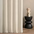 Zasłona szyta na flexach jasnobeżowa z gładkiej jednokolorowej tkaniny o jodełkowym splocie