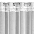 Firana biała z etaminy zdobiona subtelnym pasem frędzli w stylu eko 140x250 cm przelotka KIRA 1 Eurofirany