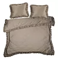 Pościel 220x200 cm bawełniana z makosatyny kolor jasnobrązowy z falbanami w romantycznym stylu Reina Line Eurofirany