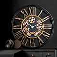 ZEGAR 19 CZARNY ŚCIENNY DEKORACYJNY Z RUCHOMYMI ZĘBATKAMI 54x9 cm EUROFIRANY