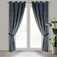 Zasłona grafitowa z tkaniny welwetowej, troczek w zestwie 140x270 cm przelotka + troczek ANTARA Eurofirany