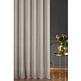 Zasłona szyta na taśmie fala ciemnobeżowa z tkaniny w stylu eko z efektem melanżu
