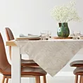 Obrus beżowy 85x85 cm żakardowy ALINA z subtelnym delikatnym wzorem przecierki