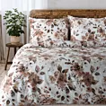 Pościel 160x200 cm z satyny bawełnianej kolor biało, pudrowy z motywem kwiatów SPRING 76 Eurofirany