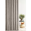 Zasłona szyta na flexach ciemnobeżowa z miękkiej matowej tkaniny szenilowej o naturalnym splocie