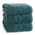 Ręcznik kąpiewloy 50x90 cm bawełniany kolor ciemnoturkusowy z welwetową bordiurą w pasy 500 g/m2 PORTO Eurofirany