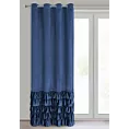 Zasłona granatowa zdobiona falbanami i lśniącymi akcentami z welwetu 140x250 cm przelotka CARLI Eurofirany