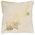 Poszewka dekoracyjna kremowa POPLA z welwetu ze złotymi listkami 45x45 cm Eurofirany