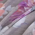 Zasłona srebrno, różowa w kwiaty z etaminy 140x250 cm przelotka SHERRY Eurofirany