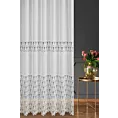 Firana szyta na taśmie 5 cm naturalna z matowej etaminy ozdobionej szeroką ażurową aplikacją