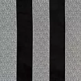 Roleta rzymska czarno srebrna z szenilowej tkaniny w klasyczne pionowe pasy przetykane błyszczącą nicią