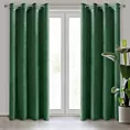 Komplet 2 szt. zasłon ciemnozielonych z welwetowej tkaniny 140x250 cm przelotki - DARLA Eurofirany