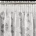 Dekoracja okienna biało, stalowa zdobiona nadrukiem liści z etaminy 140x270 cm taśma MIRIAM Eurofirany