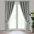 Zasłona jasnoszara z tkaniny welwetowej, troczek w zestwie 140x270 cm przelotka ANTARA Eurofirany