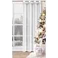 Firana świąteczna biało, srebrna z etaminy zdobiona aplikacją z motywem gwiazdek 140x250 cm przelotki - XMAS Eurofirany