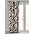 Zasłona GALIA w stylu eko zdobiona matowy nadrukiem kwiatów Eurofirany