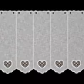 Tkanina firanowa zazdrostka z etaminy zdobiona haftowanymi ażurowymi sercami Eurofirany